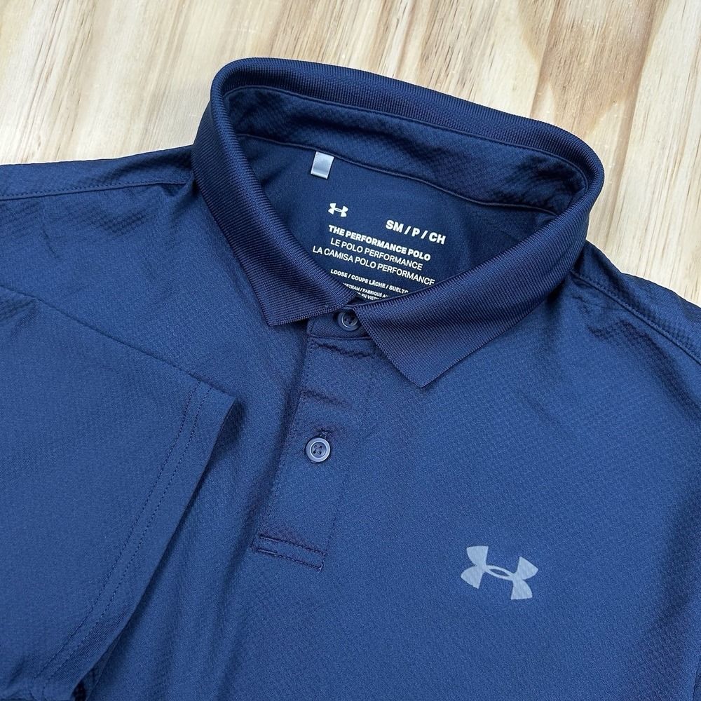 Under Armour Men's Small Navy Blue Performance Polo Short Sleeve Golf Athletic